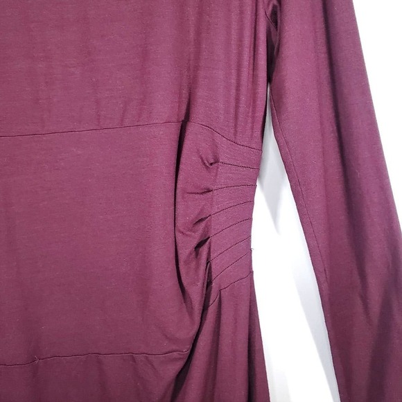 Diane von Furstenberg Joy Stretch Bodycon Long Sleeve Pleated Dress Burgundy 10 - Picture 5 of 12
